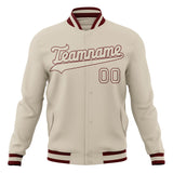 Custom Cream & Brown Solid Color Varsity Jacket JA01240607WY117