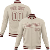 Custom Cream & Brown Solid Color Varsity Jacket JA01240607WY117