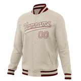 Custom Cream & Brown Solid Color Varsity Jacket JA01240607WY117