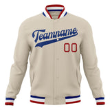 Custom Cream & Royal Solid Color Varsity Jacket JA01240607WY118