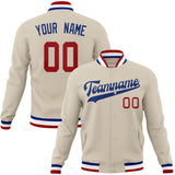 Custom Cream & Royal Solid Color Varsity Jacket JA01240607WY118