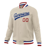 Custom Cream & Royal Solid Color Varsity Jacket JA01240607WY118