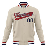 Custom Cream & Red Solid Color Varsity Jacket JA01240607WY119