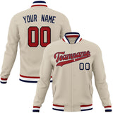 Custom Cream & Red Solid Color Varsity Jacket