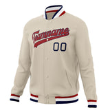 Custom Cream & Red Solid Color Varsity Jacket JA01240607WY119