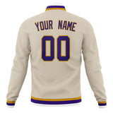 Custom Cream & Purple Solid Color Varsity Jacket JA01240607WY120