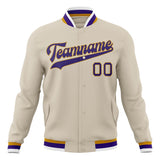 Custom Cream & Purple Solid Color Varsity Jacket JA01240607WY120