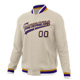 Custom Cream & Purple Solid Color Varsity Jacket JA01240607WY120