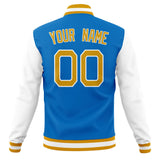 Custom Electric-Blue & Gold Solid Color Varsity Jacket JA01240607WY161