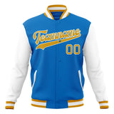 Custom Electric-Blue & Gold Solid Color Varsity Jacket JA01240607WY161