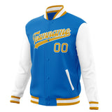 Custom Electric-Blue & Gold Solid Color Varsity Jacket JA01240607WY161