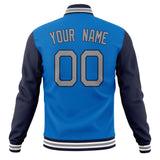 Custom Electric-Blue & Navy Solid Color Varsity Jacket JA01240607WY162