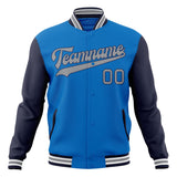 Custom Electric-Blue & Navy Solid Color Varsity Jacket JA01240607WY162