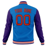 Custom Electric-Blue & Purple Solid Color Varsity Jacket JA01240607WY164