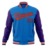 Custom Electric-Blue & Purple Solid Color Varsity Jacket JA01240607WY164