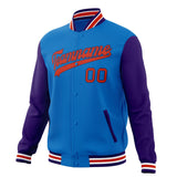 Custom Electric-Blue & Purple Solid Color Varsity Jacket JA01240607WY164