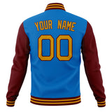 Custom Electric-Blue & Crimson Solid Color Varsity Jacket JA01240607WY165