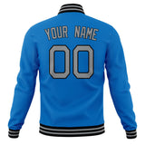 Custom Electric-Blue & Gray Solid Color Varsity Jacket JA01240607WY167