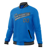 Custom Electric-Blue & Gray Solid Color Varsity Jacket JA01240607WY167