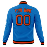 Custom Electric-Blue & Orange Solid Color Varsity Jacket JA01240607WY168