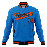 Custom Electric-Blue & Orange Solid Color Varsity Jacket JA01240607WY168