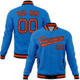 Custom Electric-Blue & Orange Solid Color Varsity Jacket