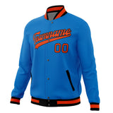 Custom Electric-Blue & Orange Solid Color Varsity Jacket JA01240607WY168