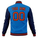 Custom Electric-Blue & Navy Solid Color Varsity Jacket JA01240607WY169