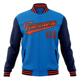 Custom Electric-Blue & Navy Solid Color Varsity Jacket JA01240607WY169