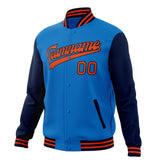 Custom Electric-Blue & Navy Solid Color Varsity Jacket JA01240607WY169