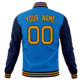 Custom Electric-Blue & Navy Solid Color Varsity Jacket JA01240607WY170