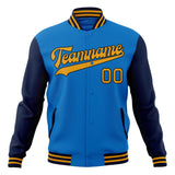 Custom Electric-Blue & Navy Solid Color Varsity Jacket JA01240607WY170