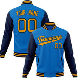 Custom Electric-Blue & Navy Solid Color Varsity Jacket JA01240607WY170