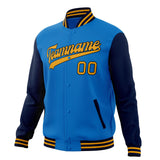 Custom Electric-Blue & Navy Solid Color Varsity Jacket JA01240607WY170