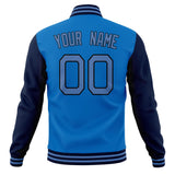 Custom Electric-Blue & Navy Solid Color Varsity Jacket JA01240607WY171