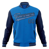 Custom Electric-Blue & Navy Solid Color Varsity Jacket JA01240607WY171