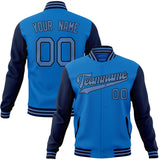 Custom Electric-Blue & Navy Solid Color Varsity Jacket JA01240607WY171