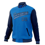 Custom Electric-Blue & Navy Solid Color Varsity Jacket JA01240607WY171