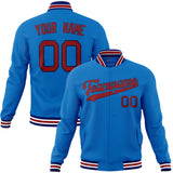 Custom Electric-Blue & Red Solid Color Varsity Jacket JA01240607WY172