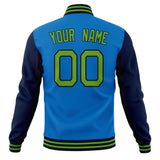 Custom Electric-Blue & Navy Solid Color Varsity Jacket JA01240607WY173