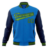 Custom Electric-Blue & Navy Solid Color Varsity Jacket JA01240607WY173