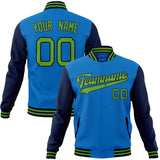 Custom Electric-Blue & Navy Solid Color Varsity Jacket