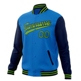 Custom Electric-Blue & Navy Solid Color Varsity Jacket JA01240607WY173