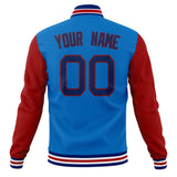 Custom Electric-Blue & Red Solid Color Varsity Jacket JA01240607WY174