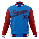 Custom Electric-Blue & Red Solid Color Varsity Jacket JA01240607WY174