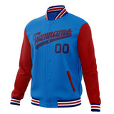 Custom Electric-Blue & Red Solid Color Varsity Jacket JA01240607WY174