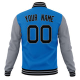 Custom Electric-Blue & Gray Solid Color Varsity Jacket JA01240607WY175