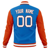 Custom Electric-Blue & Orange Solid Color Varsity Jacket JA01240607WY177