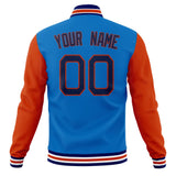 Custom Electric-Blue & Orange Solid Color Varsity Jacket JA01240607WY179