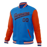 Custom Electric-Blue & Orange Solid Color Varsity Jacket JA01240607WY179